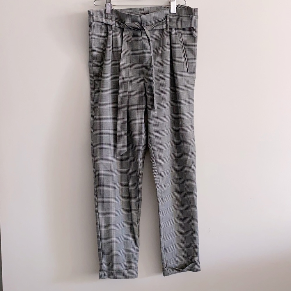 Zara Grey black Plaid trousers
